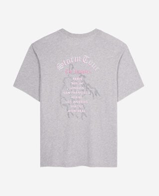 The Kooples F GRIS CLAIR grey t-shirt with feel the storm serigraphy