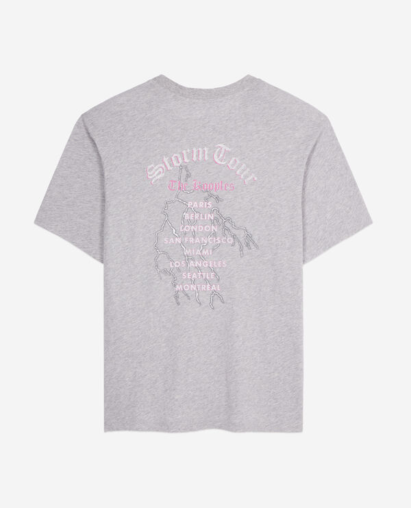 The Kooples WOMEN GRIS CLAIR grey t-shirt with feel the storm serigraphy