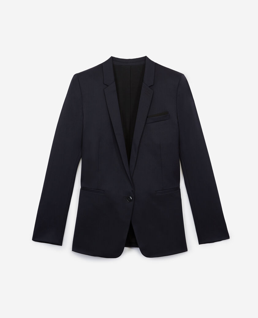The Kooples F DARK NAVY formal blue jacket in wool