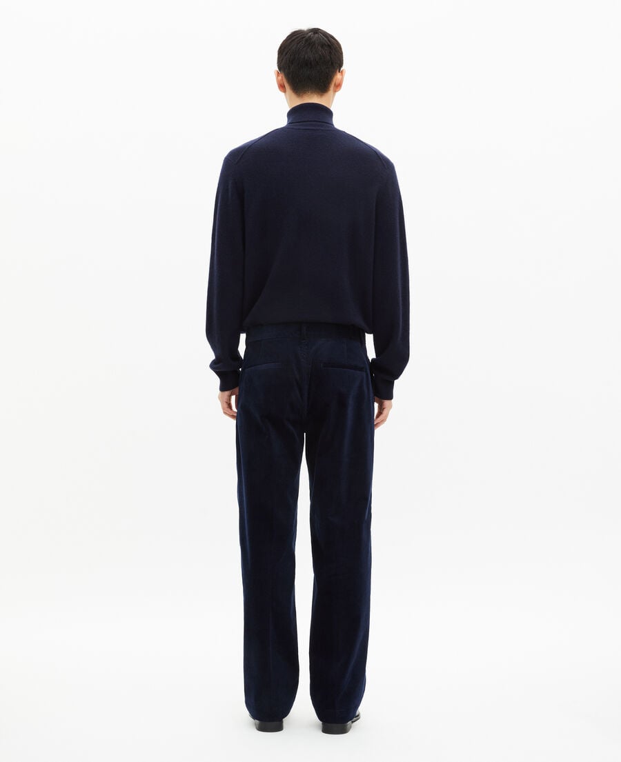 The Kooples HOMME NAVY pantalon large en velours c&ocirc;tel&eacute; marine