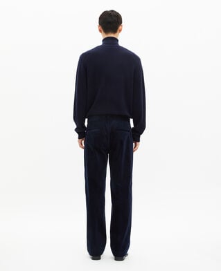 The Kooples HOMME NAVY pantalon large en velours c&ocirc;tel&eacute; marine