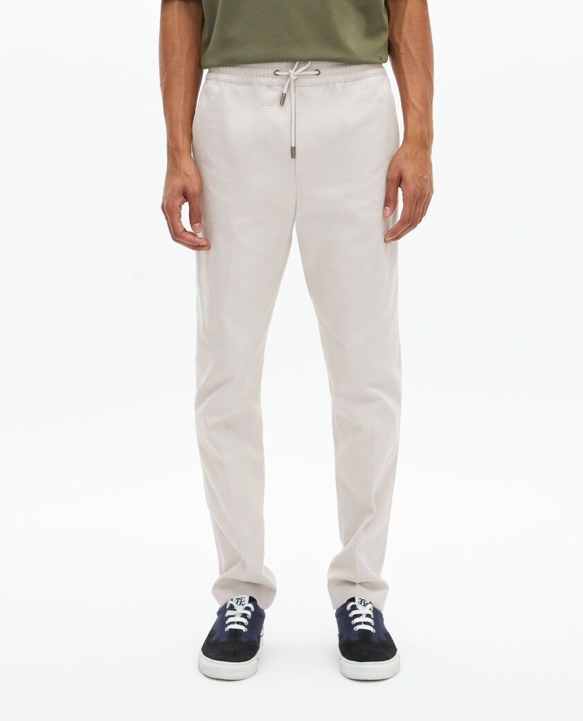 The Kooples HOMME LIGHT GREY pantalon droit en coton gris pâle