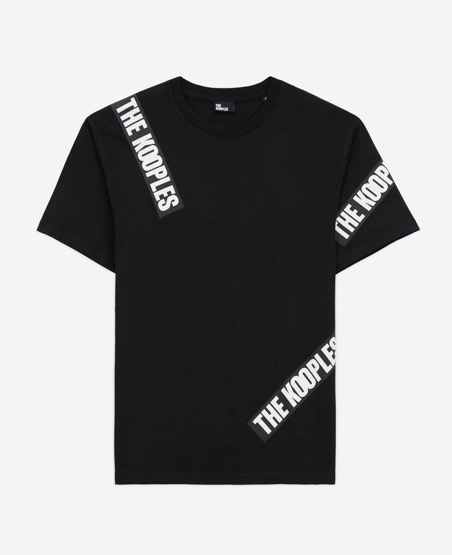 men's black t-shirt with tape logo