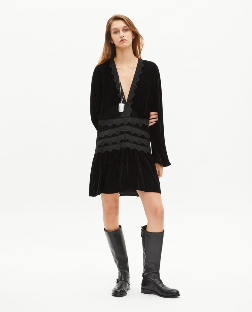 The Kooples DAMEN BLACK kurzes kleid aus schwarzem samt