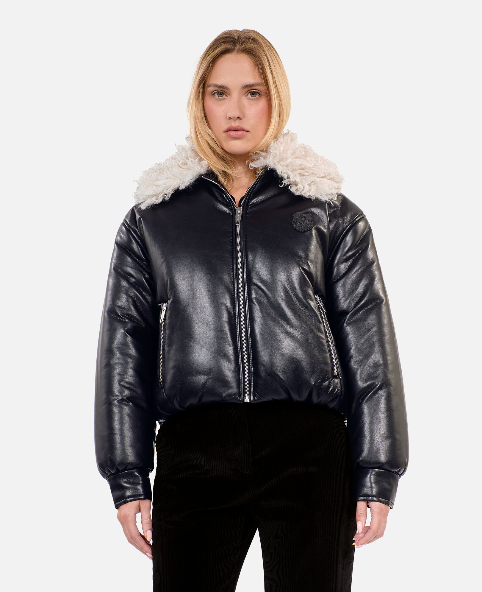 The Kooples WOMEN BLACK black leather-effect jacket