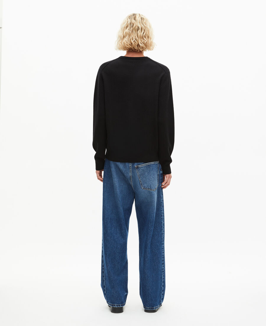 The Kooples HOMME BLACK pull col v en cachemire noir