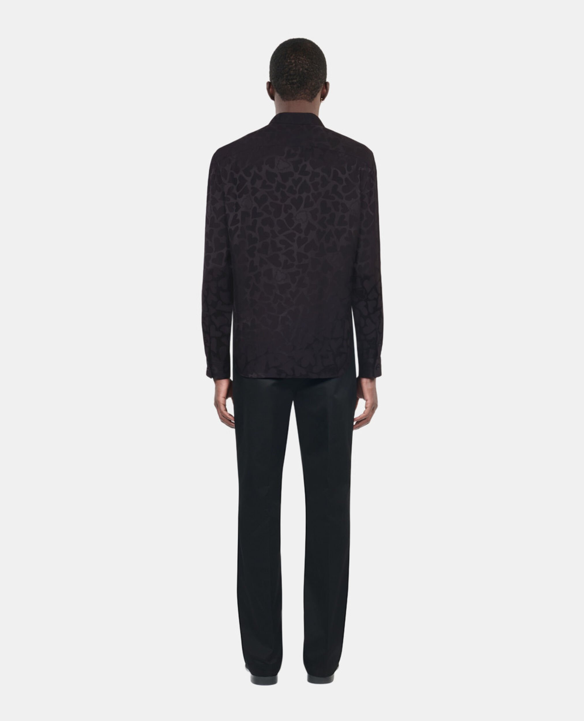 Black jacquard shirt with hearts, BLACK, hi-res image number null