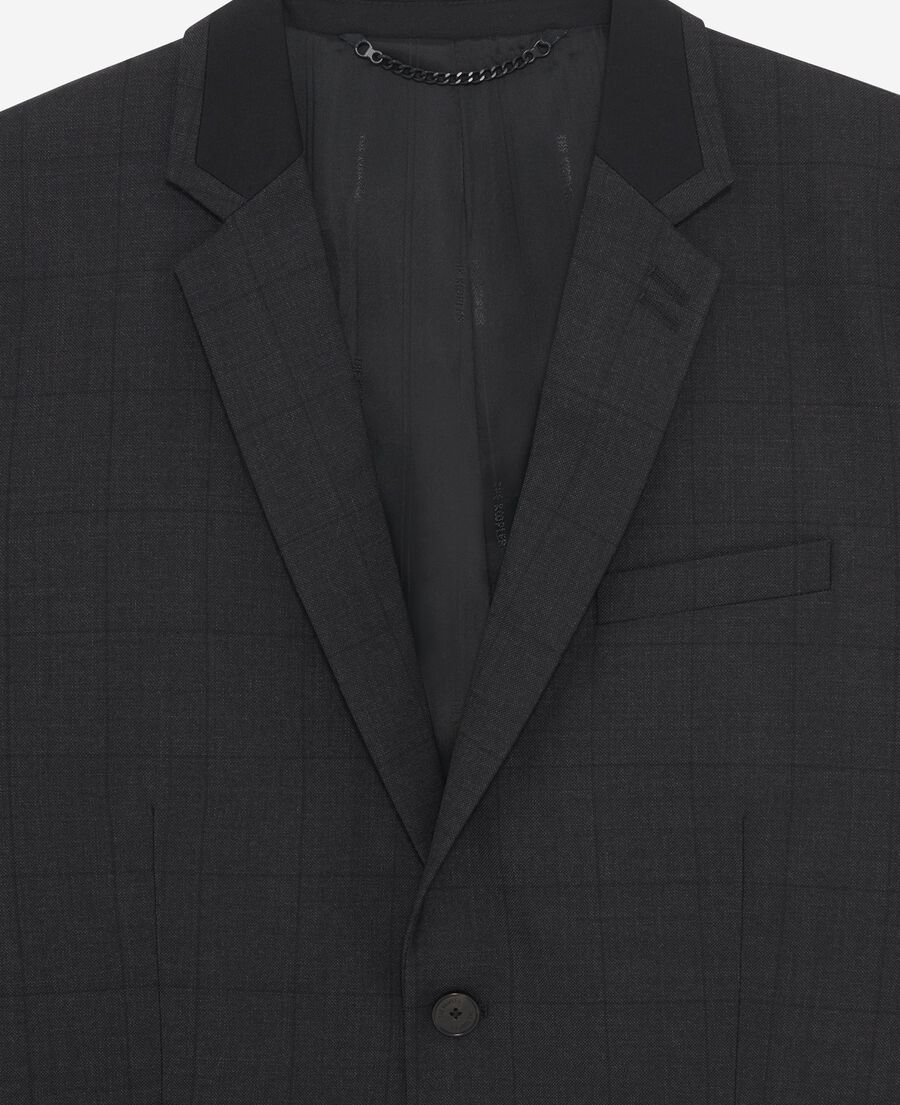 The Kooples HOMME BLACK veste de costume &agrave; carreaux en laine noir