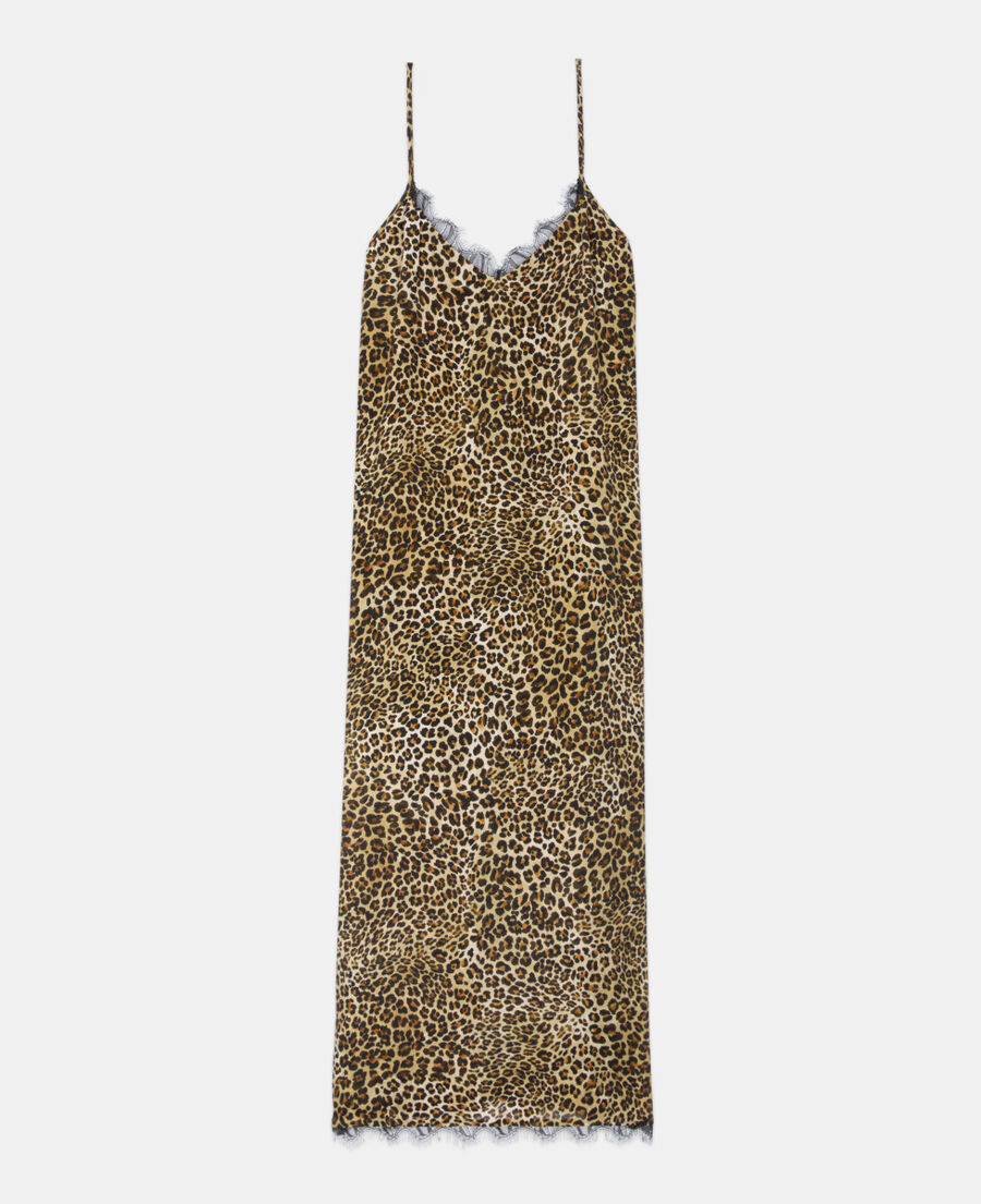 The Kooples FEMME LEOPARD robe nuisette longue en soie imprim&eacute; l&eacute;opard