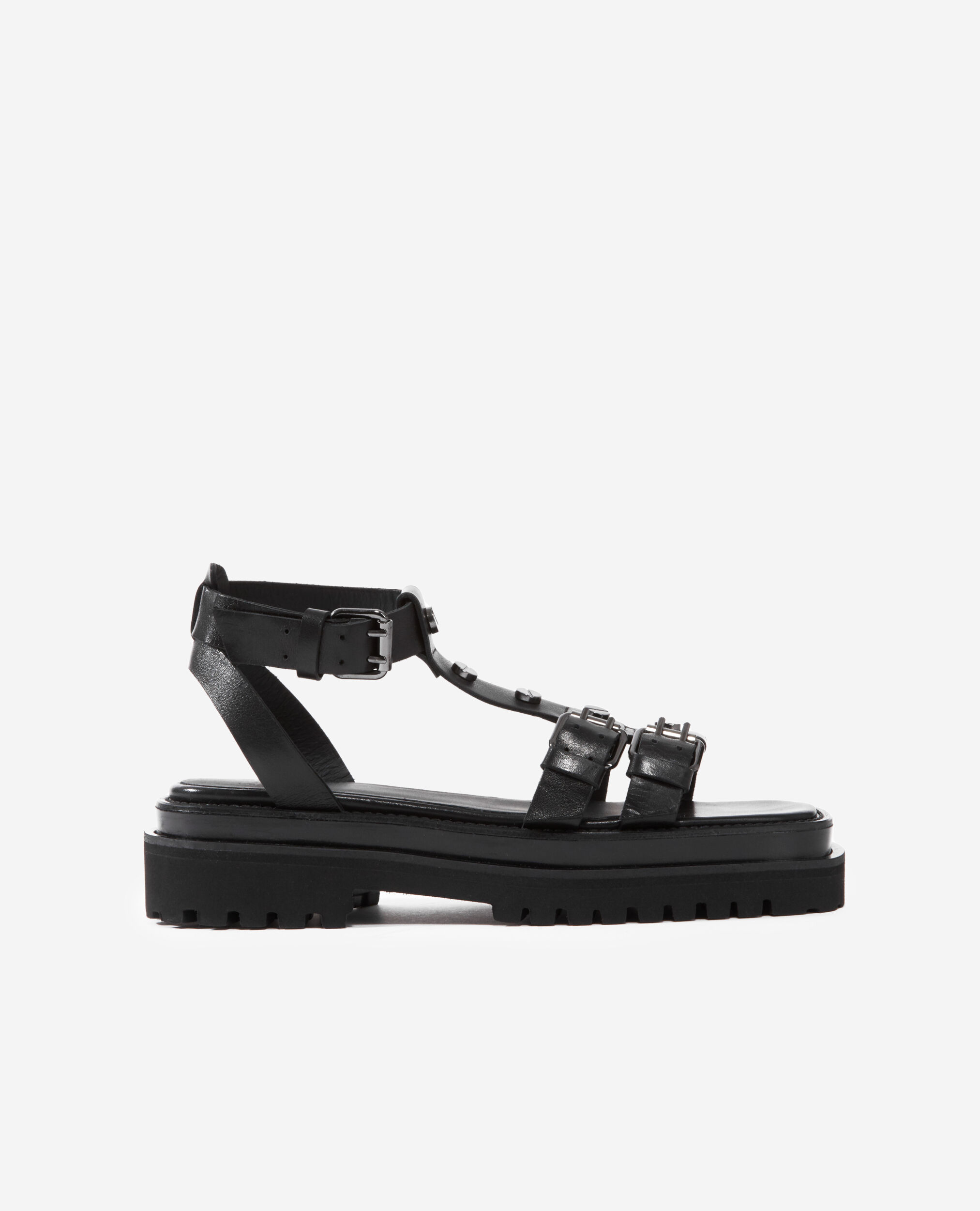 Black buckled sandals, BLACK, hi-res image number null