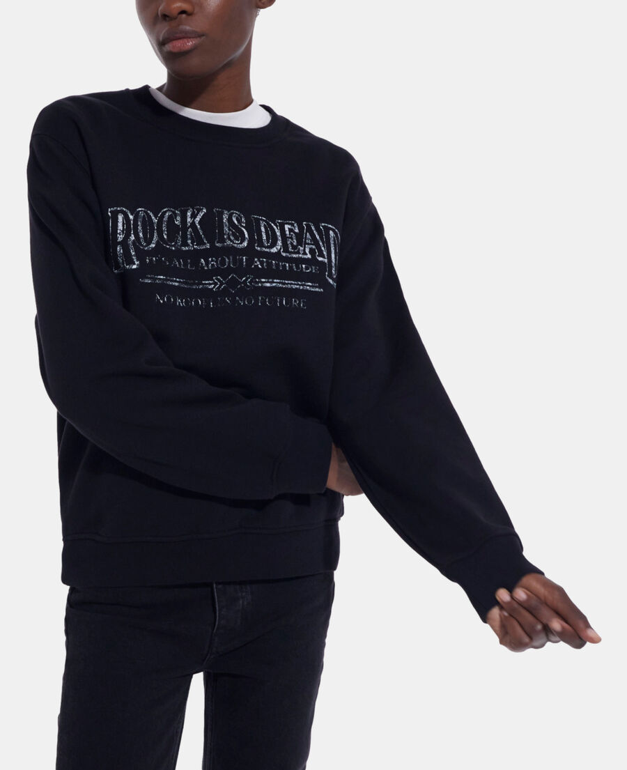 black sweatshirt with screen print