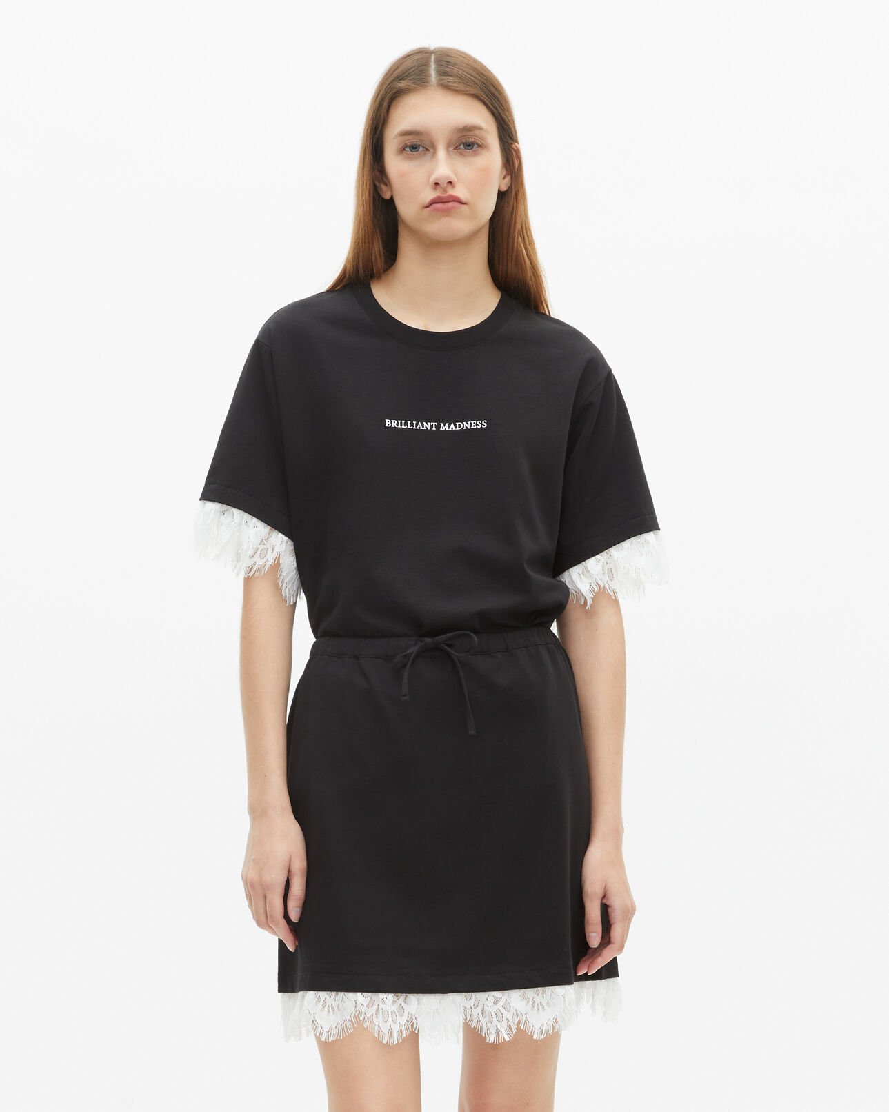 The Kooples F BLACK short skirt with black lace