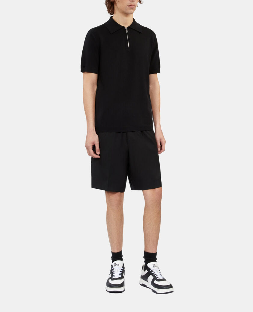 The Kooples HERREN BLACK schwarzes poloshirt aus strick