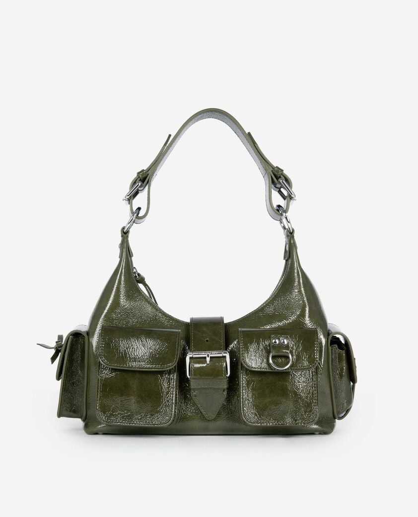 The Kooples F OLIVE_01 amelia bag in green cracked leather