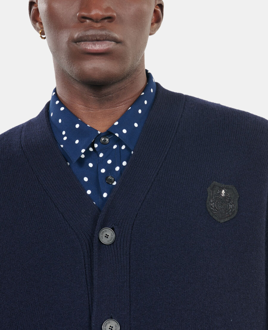 The Kooples HERREN NAVY marineblaue strickjacke aus wolle