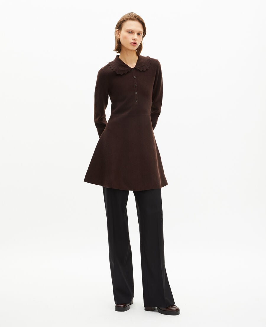 The Kooples WOMEN CHOCOLATE short brown knit dress