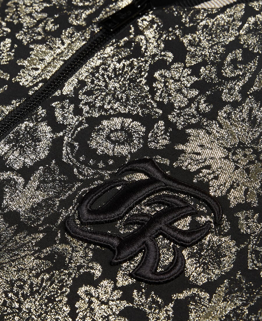 The Kooples FEMME BLACK GREY blouson jacquard m&eacute;tallis&eacute; noir