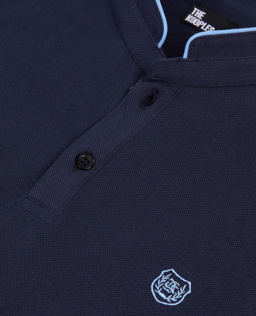 The Kooples HOMME NAVY/ PIPING NAVY polo en coton piqué bleu marine
