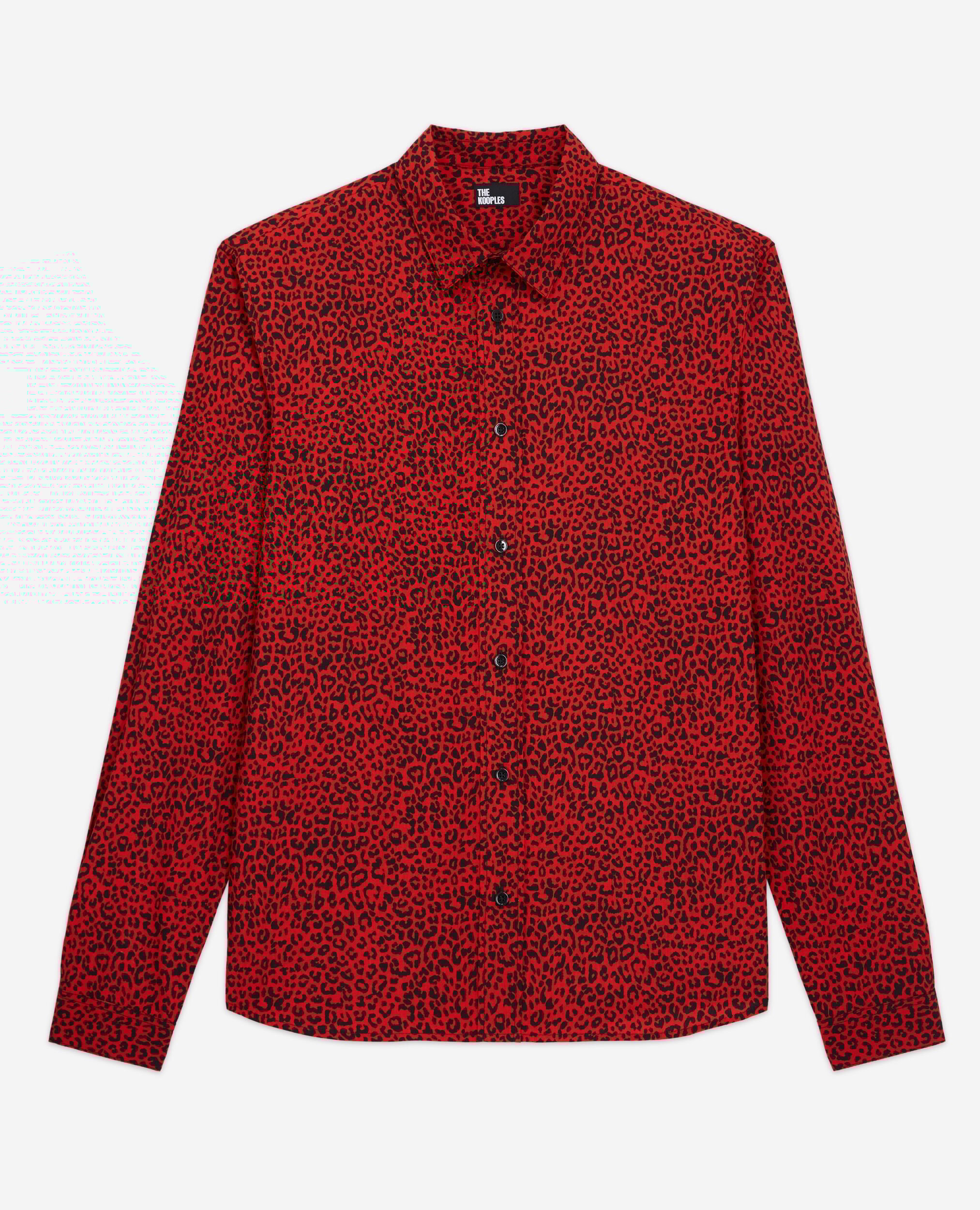 Red leopard print shirt with classic collar, RED / BLACK, hi-res image number null