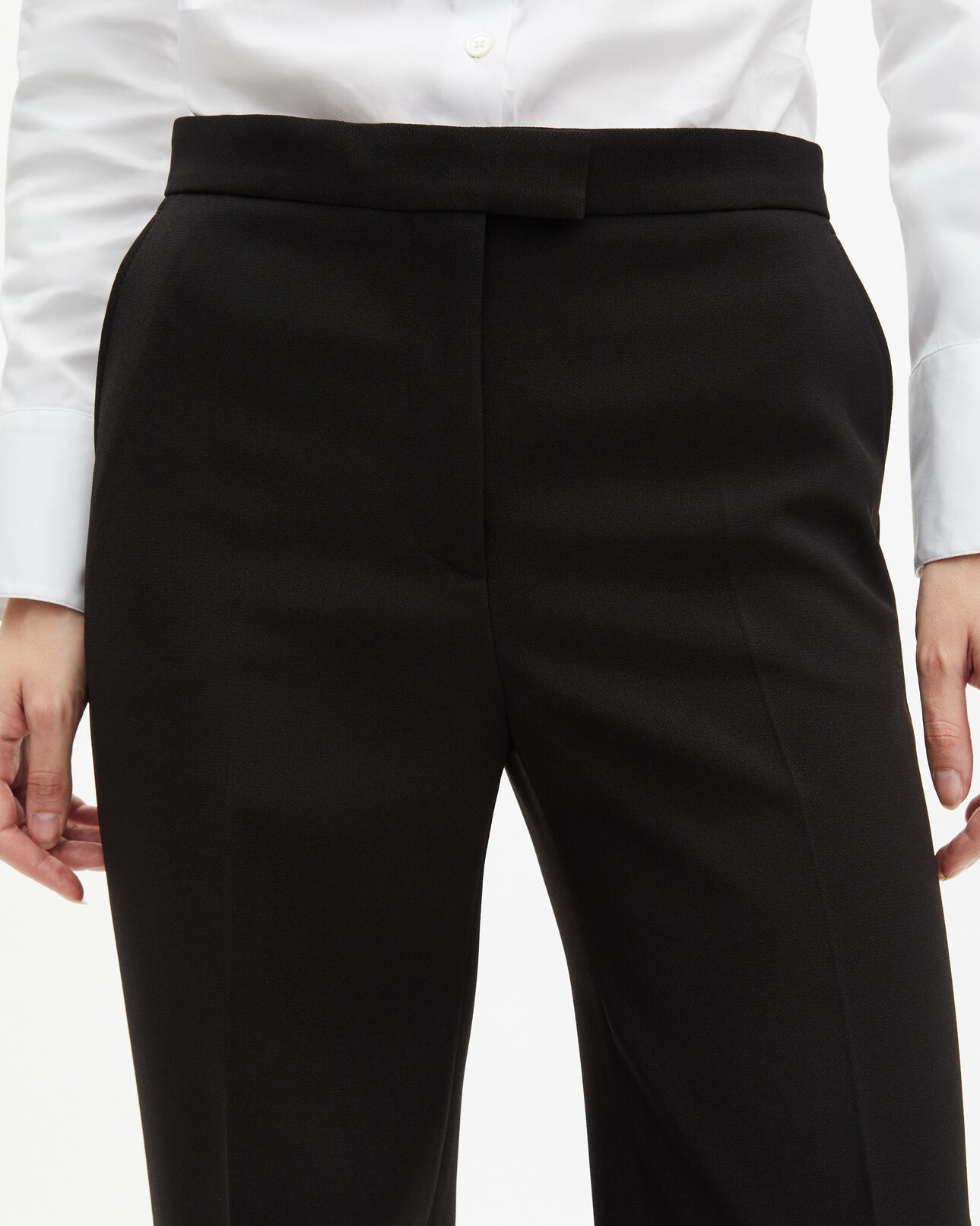 The Kooples WOMEN BLACK black crêpe suit pants straight cut 