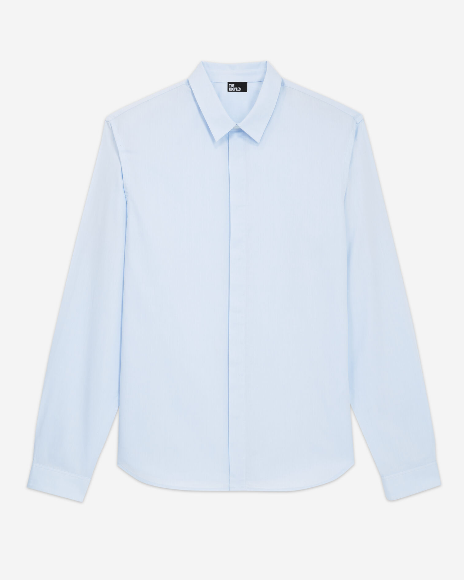 Blue cotton shirt with classic collar, SKY, hi-res image number null