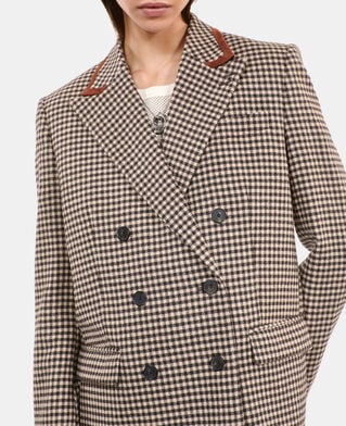 The Kooples FEMME ECRU BLACK veste tailleur &agrave; carreaux vichy