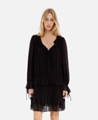 The Kooples FEMME BLACK STONE robe courte avec volants noire