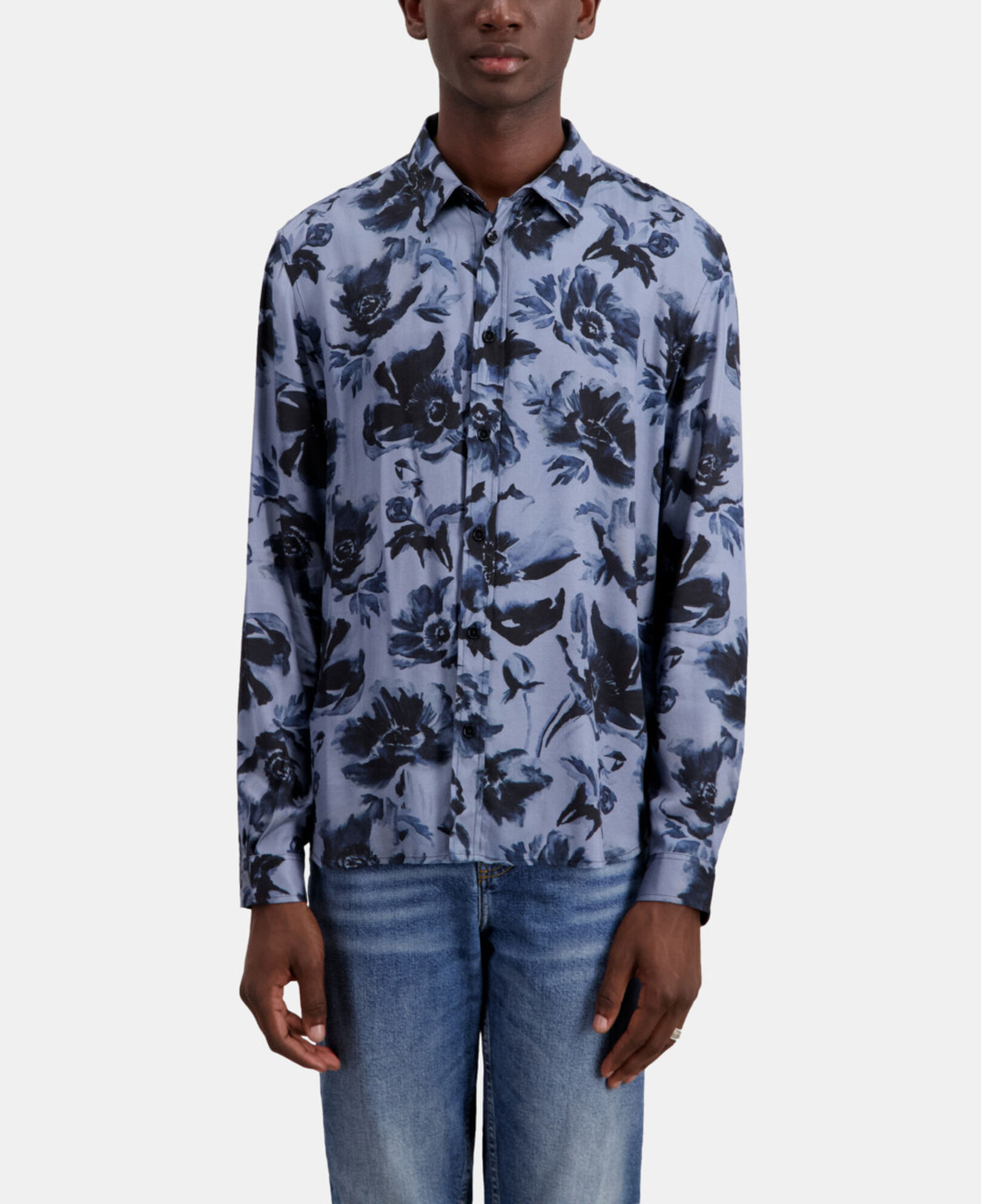 The Kooples HOMBRE BLACK BLUE camisa estampada