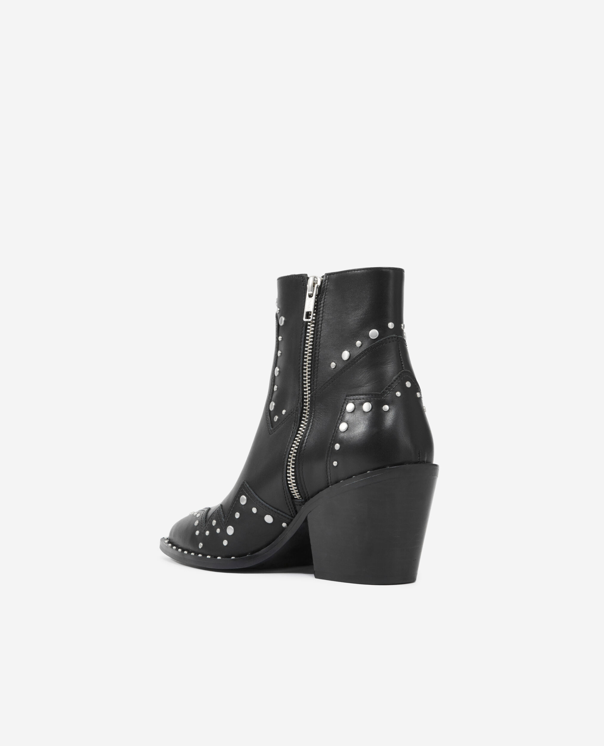Heeled leather boots, BLACK, hi-res image number null