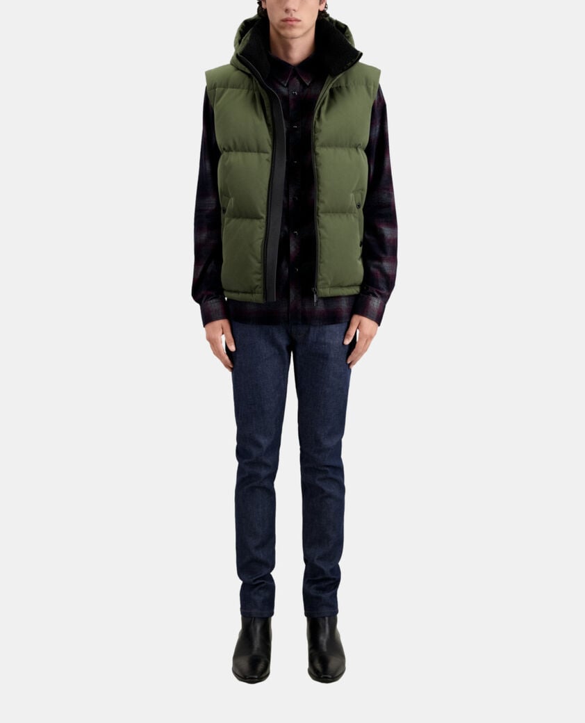 The Kooples H KAKI sleeveless hooded khaki puffer jacket