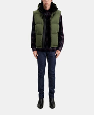 The Kooples H KAKI sleeveless hooded khaki puffer jacket