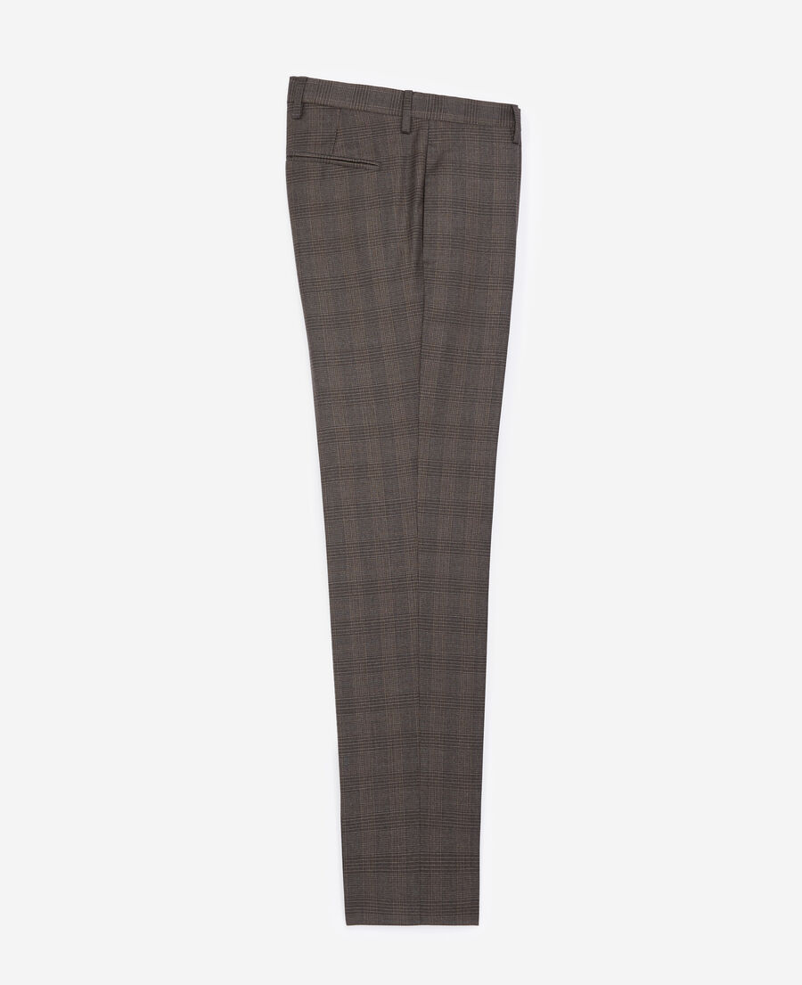 grey wool check suit trousers