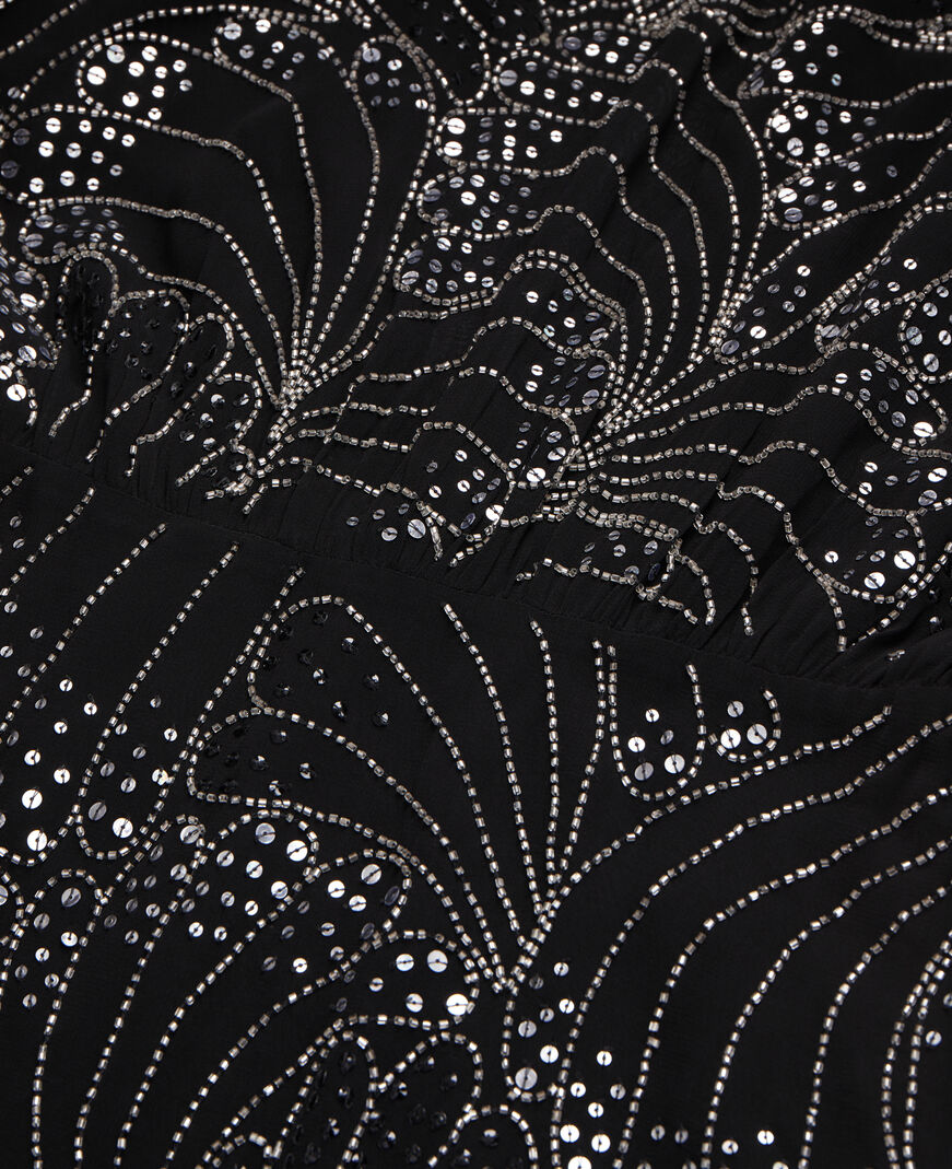 The Kooples F BLACK short black dress with sequins and beads
