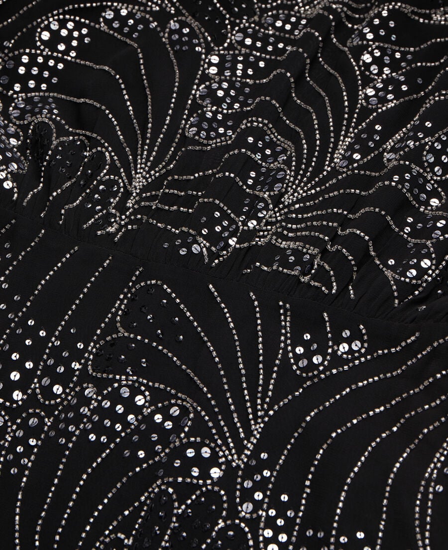 The Kooples FEMME BLACK robe courte noire avec sequins et perles
