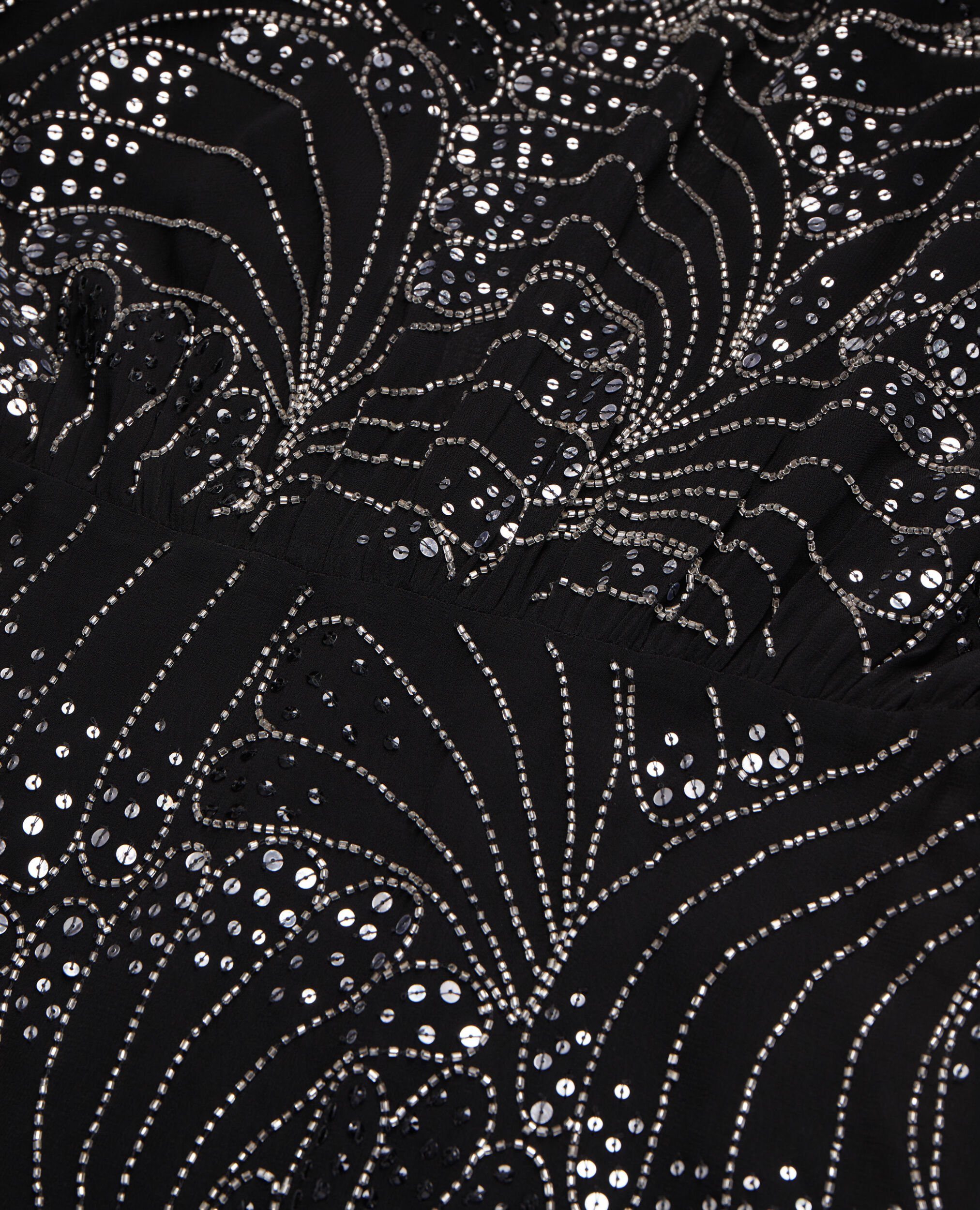 Short black dress with sequins and beads, BLACK, hi-res image number null