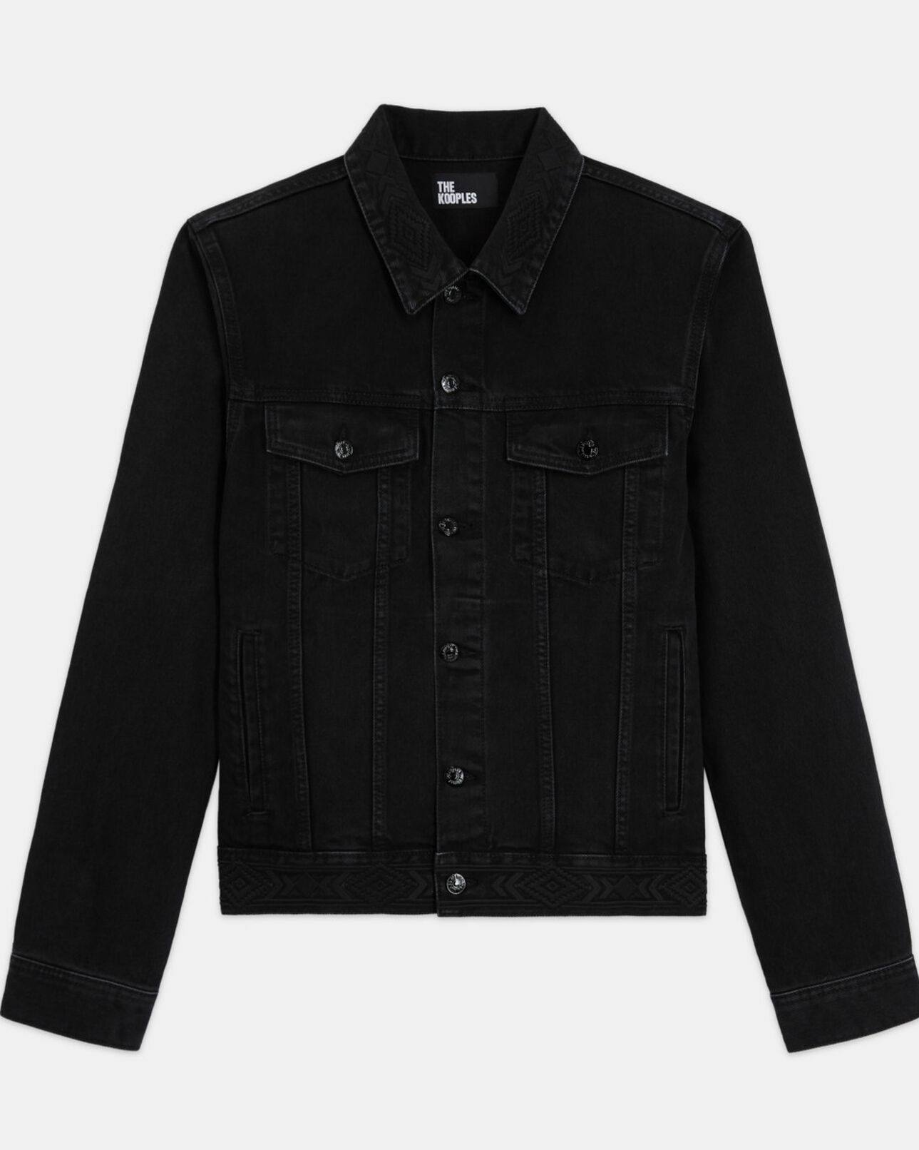 The Kooples MEN BLACK WASHED black denim jacket