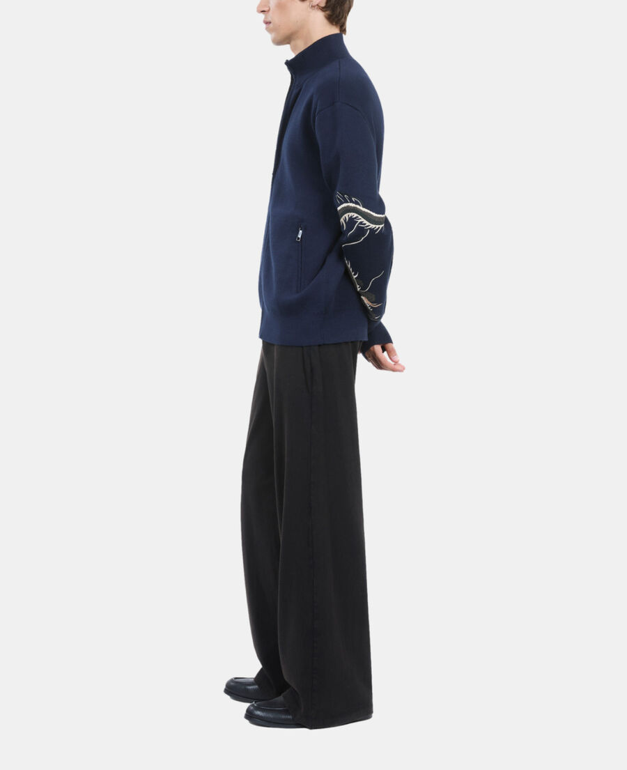 The Kooples HOMME NAVY cardigan en laine mélangée bleu marine