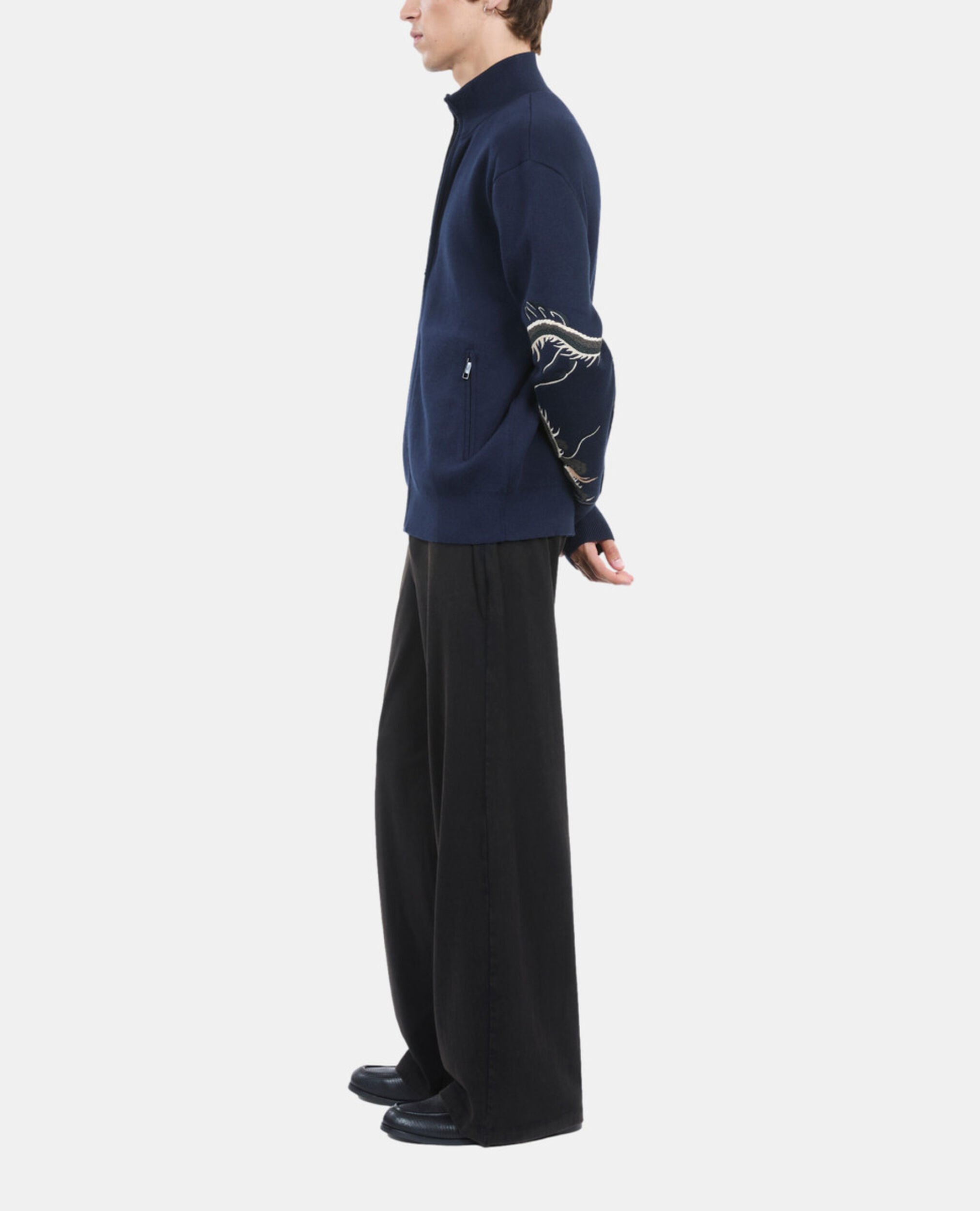 Cardigan en laine mélangée bleu marine, NAVY, hi-res image number null