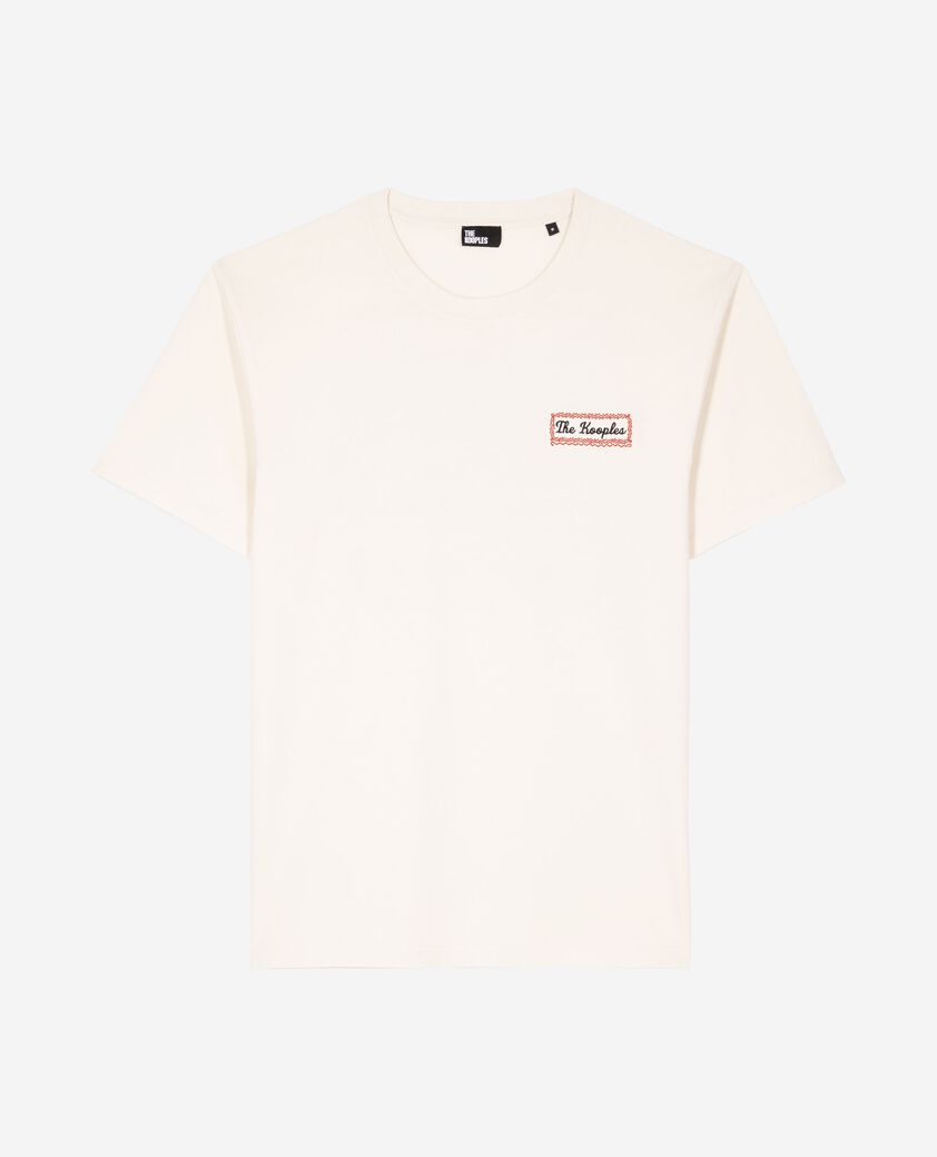 The Kooples MEN LIGHT BEIGE t-shirt with beige via prony screen print