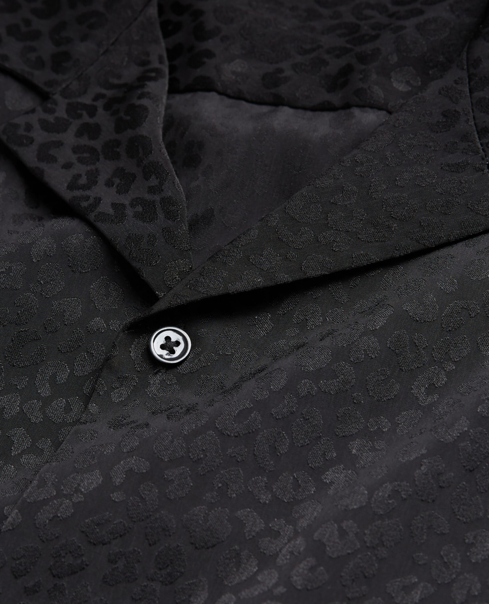 Leopard print shirt with hawaiian collar, BLACK, hi-res image number null