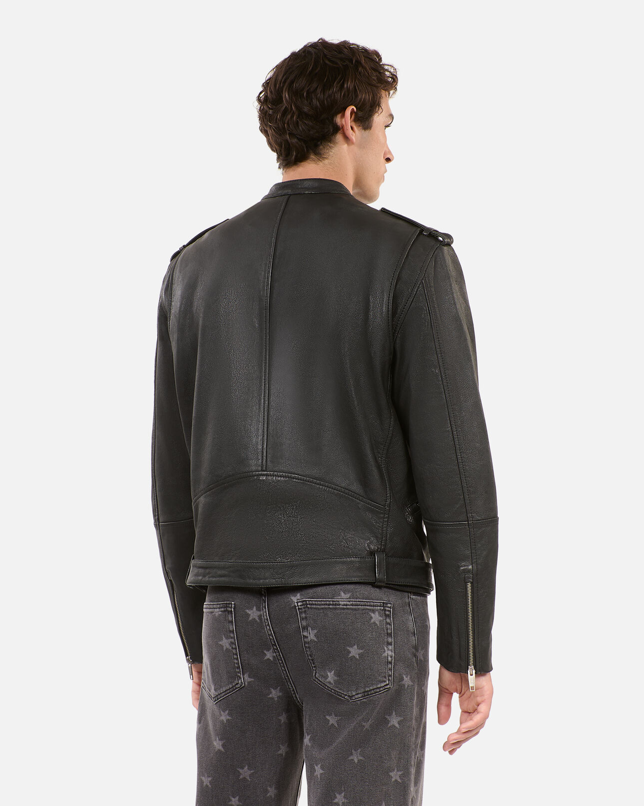 The Kooples MEN BLACK black leather biker jacket