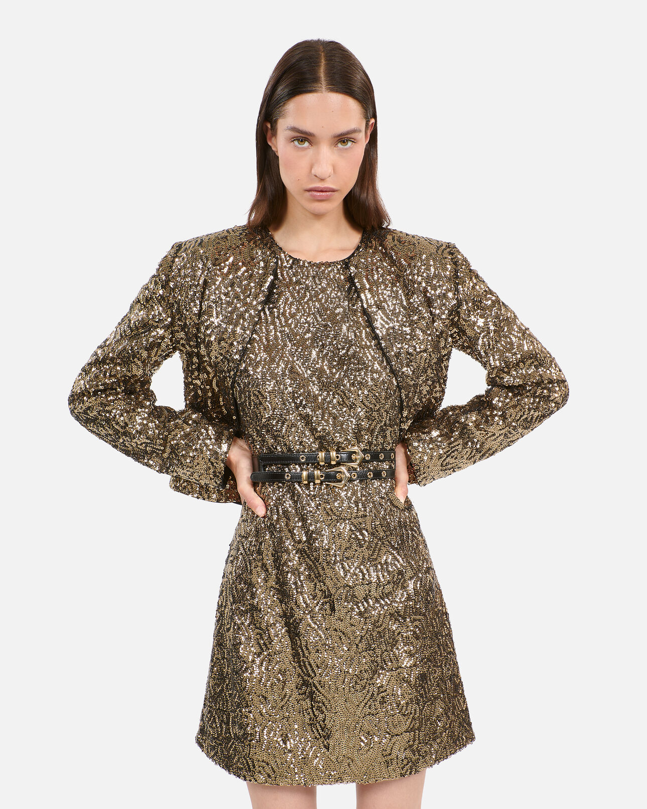 The Kooples FEMME GOLD veste courte à sequins dorés