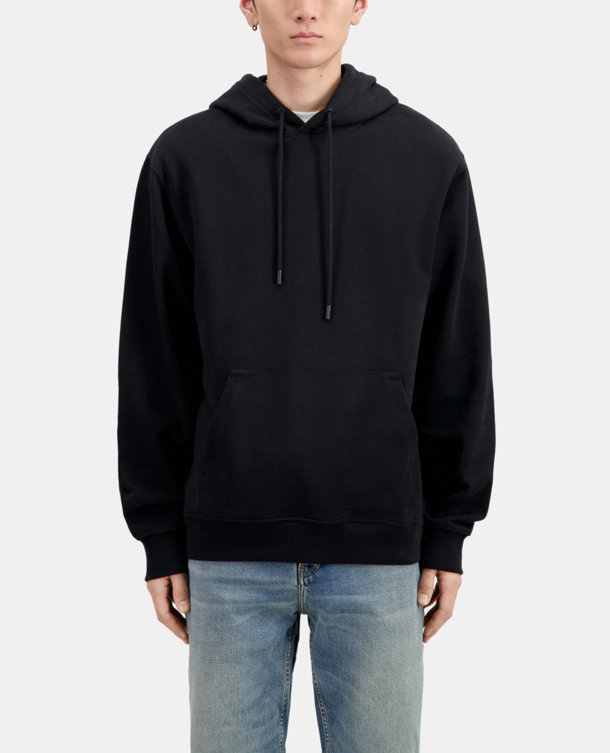 Sweatshirt à capuche avec sérigraphie noir, BLACK, hi-res image number null