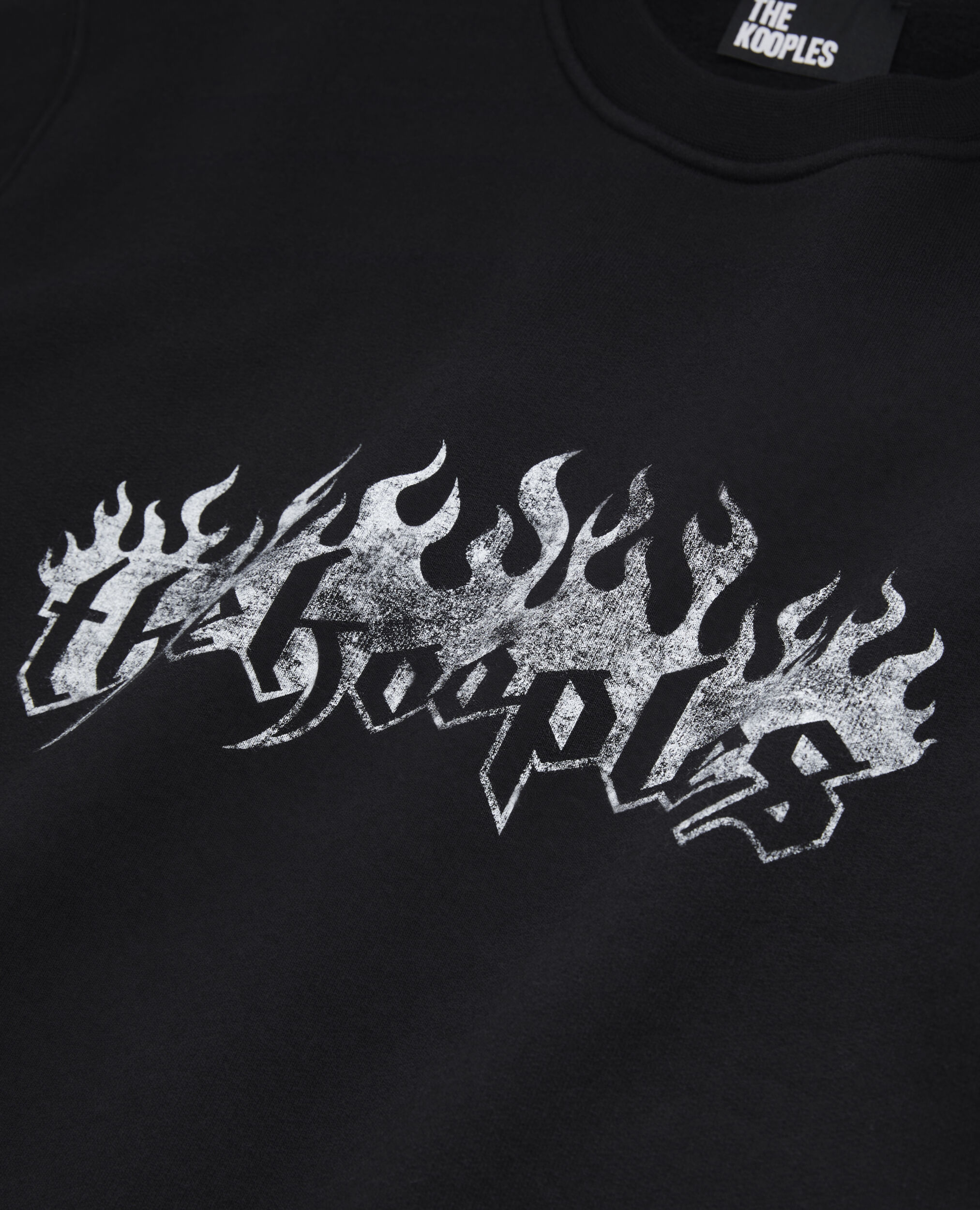 Men's Black sweatshirt with Kooples on fire serigraphy The Kooples US