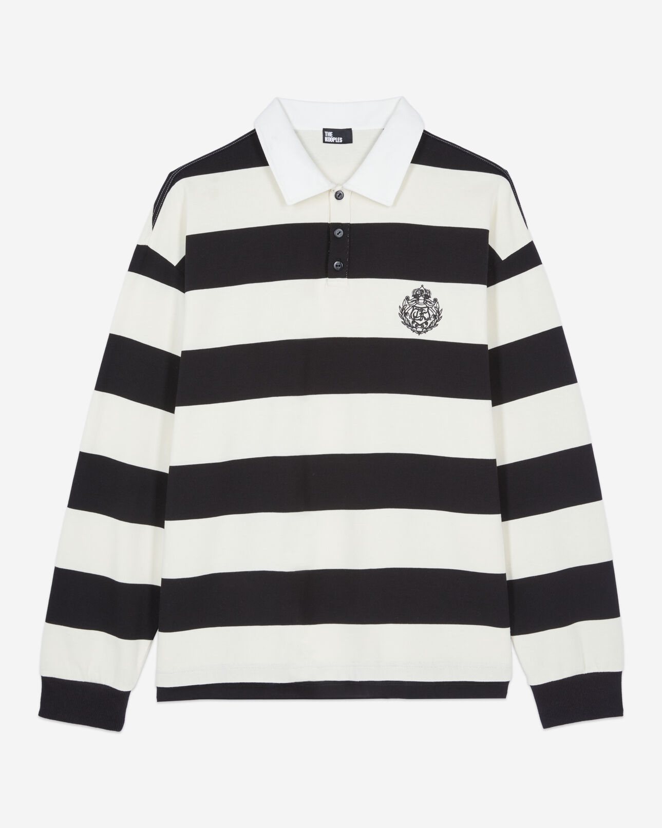 The Kooples MEN BLACK / WHITE long-sleeved black and white striped polo t-shirt