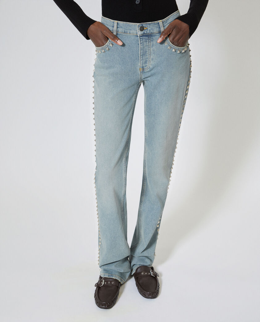 The Kooples FEMME BABY BLUE jean slim long avec studs bleu