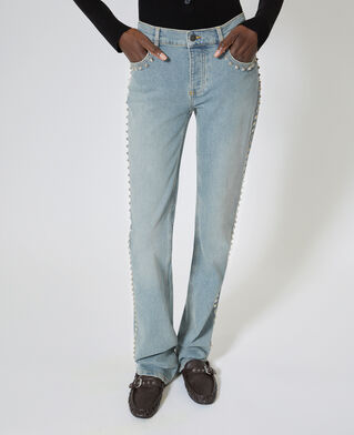 The Kooples FEMME BABY BLUE jean slim long avec studs bleu
