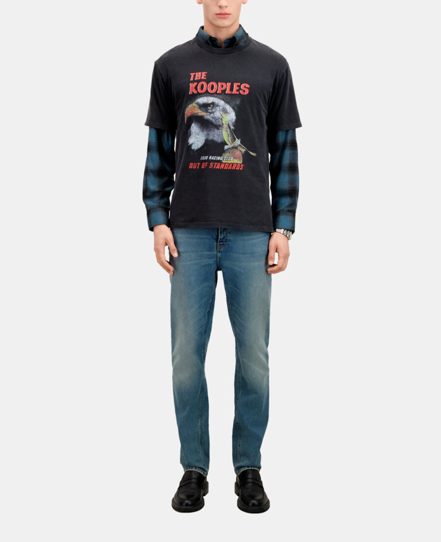schwarzes t-shirt herren mit „eagle“-siebdruck
