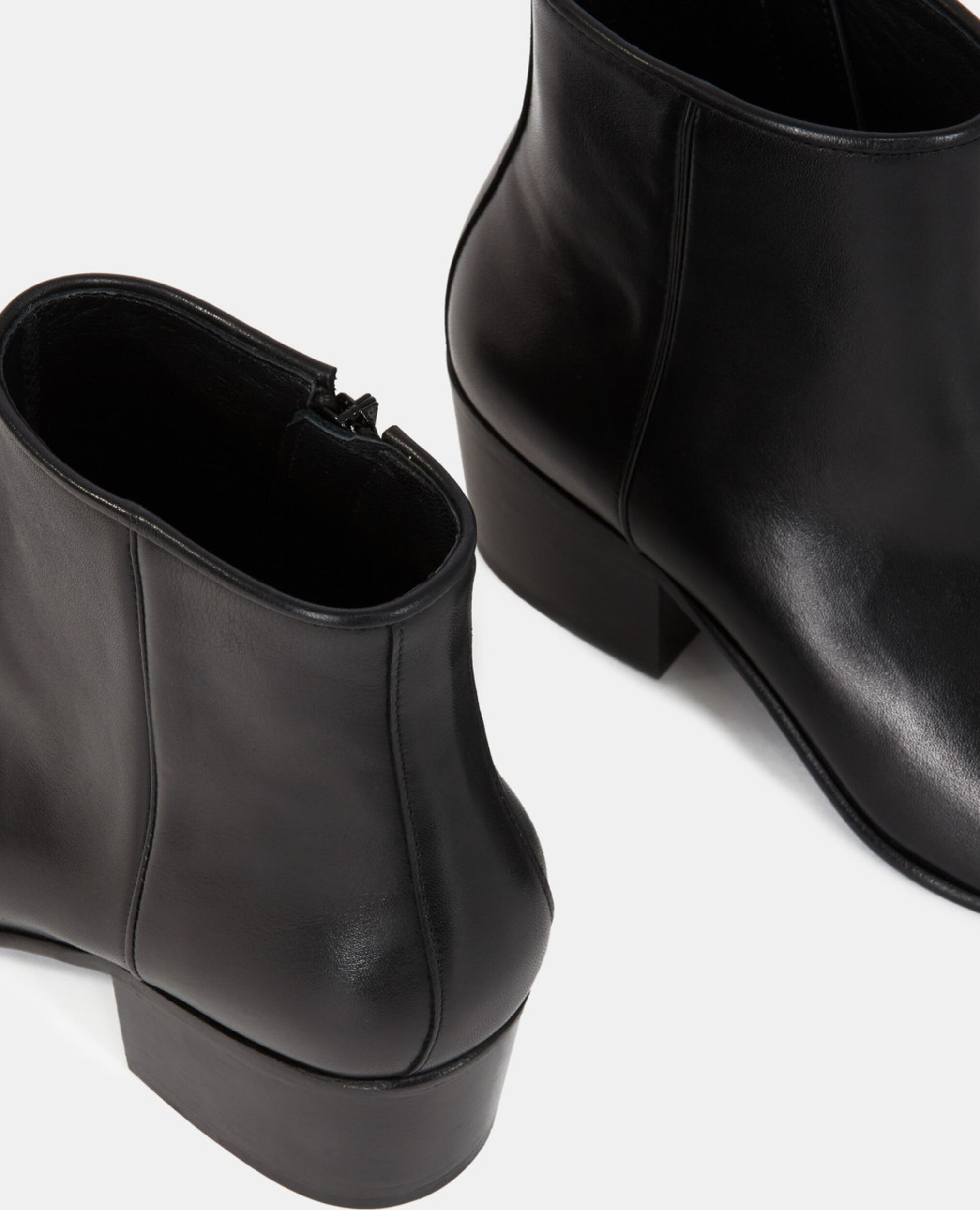 Black square heel leather boots, BLACK, hi-res image number null