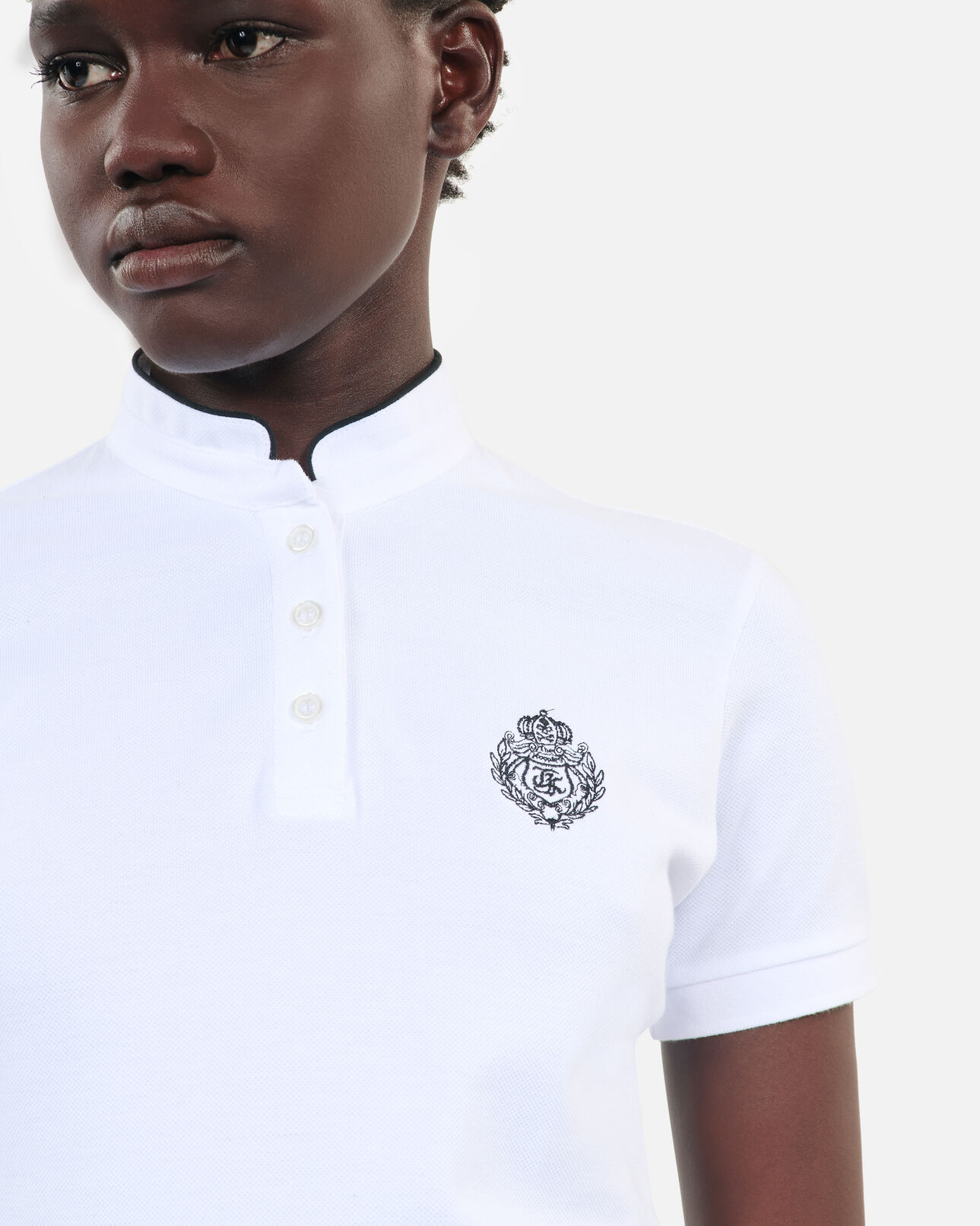 The Kooples WOMEN WHITE white piqué cotton polo t-shirt